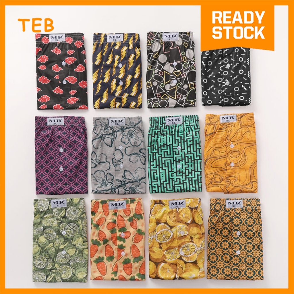 ( 1/3PCS | M-4XL) MR Printing Design Men Boxer Comfort Boxer Underwear | Seluar Dalam Lelaki Corak Print Comel & Selesa
