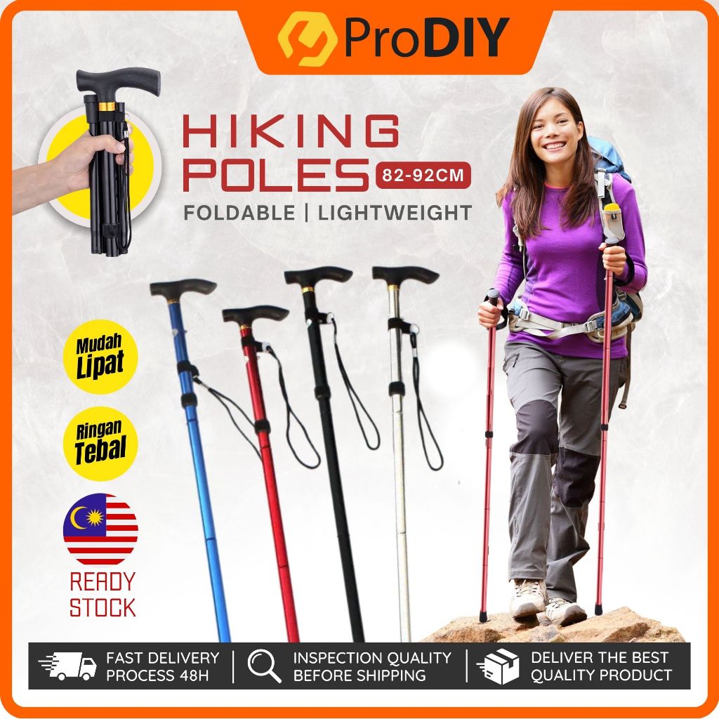Trekking Pole Hiking Stick Foldable Hiking Pole Adjustable Foldable Climbing Walking Stick Outdoor Tongkat Lipat S3337