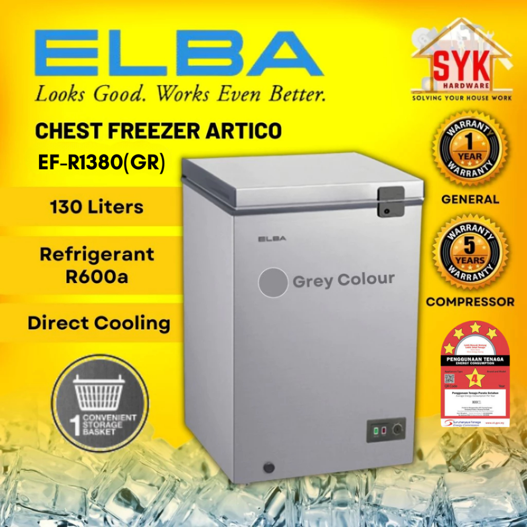 SYK Elba Artico EF-R1380 Faber Freddo 115 Midea MD-RC151FZB01 Chest Freezer Deep Freezer Peti Sejuk Kecil Beku Freezers