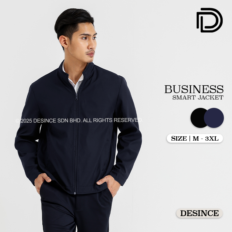 DESINCE Men Smart Jacket Long Sleeve Black Blue Jackets Men Top Jaket Lelaki MT 158