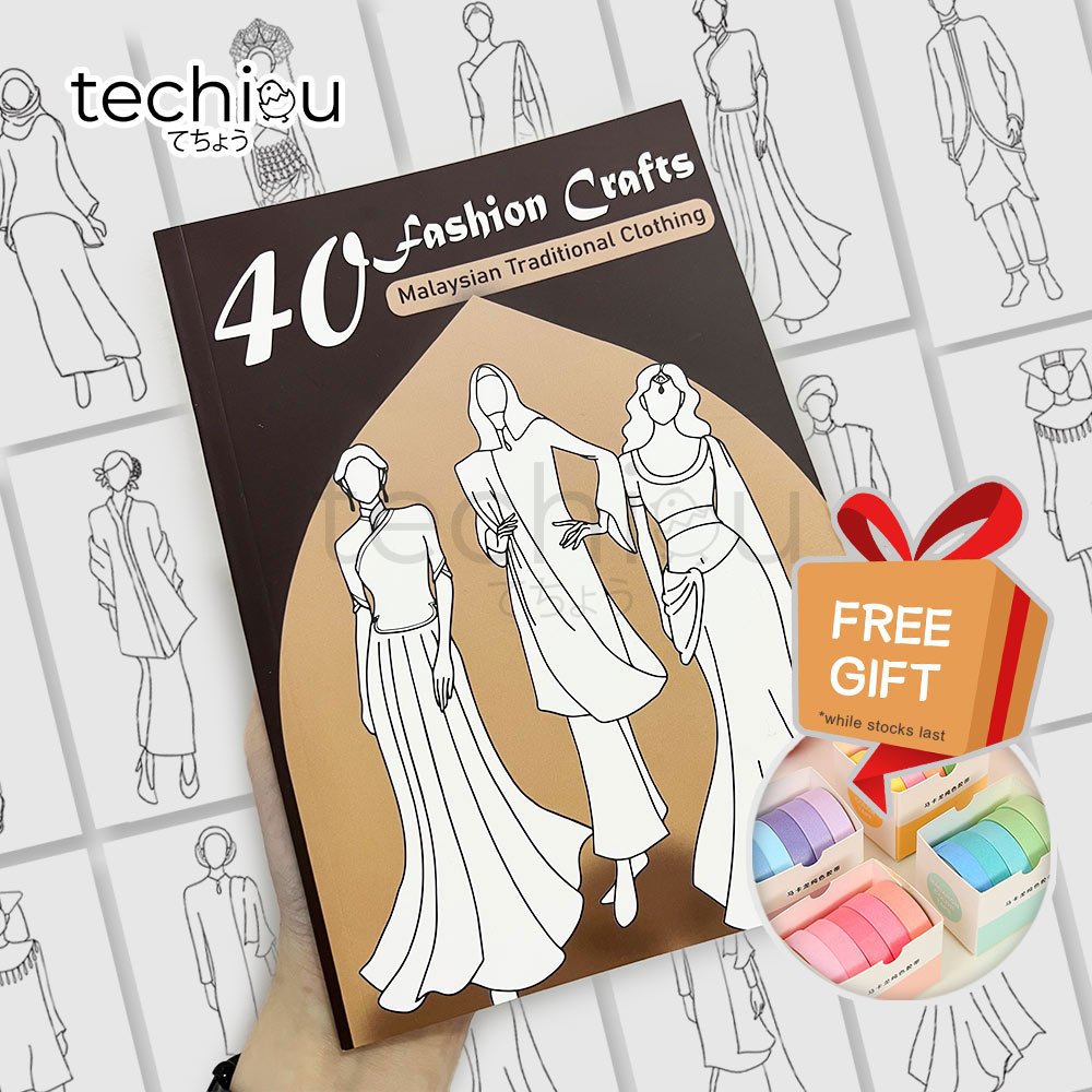 40 Fashion Crafts Ready to be Style A5 Size Soft Cover Paper - Coloring pages - Malaysian Traditional Clothing Outfits