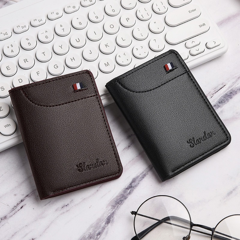 Men's Short Wallet Men Leather Zipper Coin Purse Card Pocket Dompet Lelaki Pendek Zip Beg Duit Syiling 男士短款零錢包