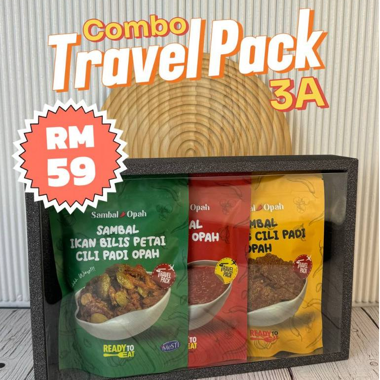 Combo Travel Pek Sambal Opah by Masmira | Sambal Nyet | Sambal Ready To Eat | Sambal Padu | Sambal Nyet