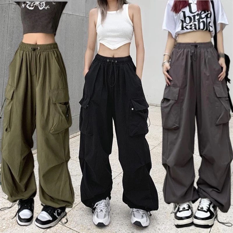 Cargo Pants Baggy Wide Leg Straight Long Pants Big Pockets Plus Size Dance Pants Trousers Straig Women Casual Streetwear