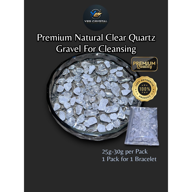 (YES CRYSTAL) 25g-30g Premium Natural Clear Quartz Gravel for 1 Bracelet Cleansing (High Quality,Purify,Positive energy)