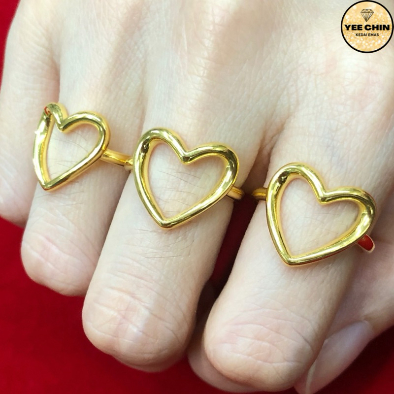 Yee Chin Cincin Emas 916 Love Bingkai 5D Design Fesyen / Gold Ring 916 Love Frame