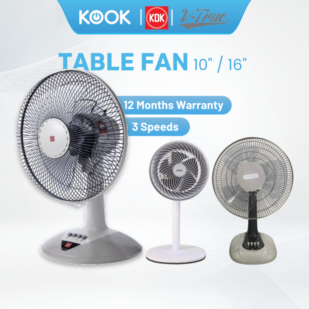KDK KB404/ V-TRAC Fan Stand Fans (16"/40cm) / TRAC Turbo 2 IN 1 Table Fan (10"/23cm) Kipas Meja 风扇