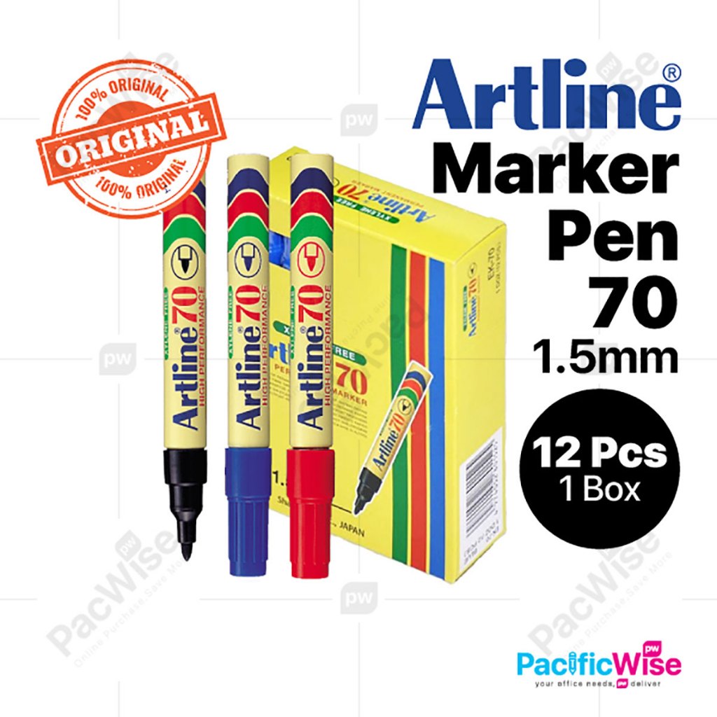 Artline / Hata 70 Permanent Marker Pen – Bullet Nib 1.5mm | 3 Colours Available | 1 Box = 12 Pcs