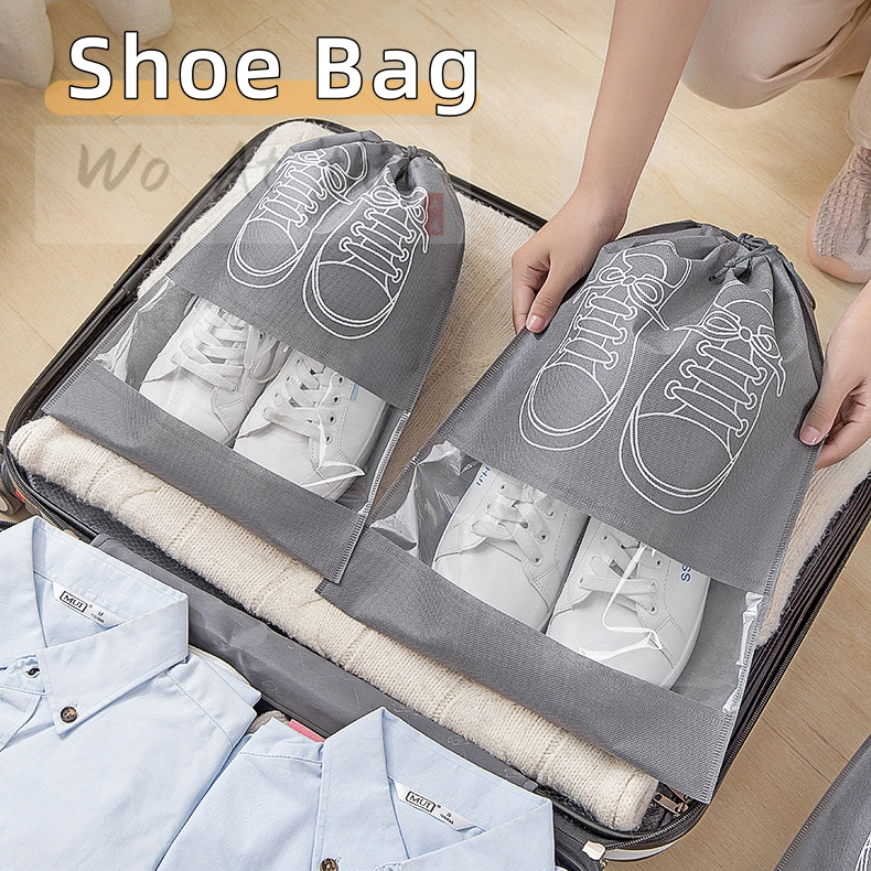 Non Woven Drawstring Shoe Bag Portable Storage Organizer Large Capacity Waterproof Dustproof Cover鞋袋