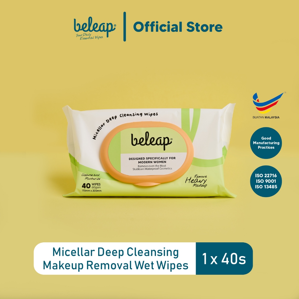 beleap Biodegradable Micellar Deep Cleansing Makeup Removal Wet Wipe Tissue 40s x1