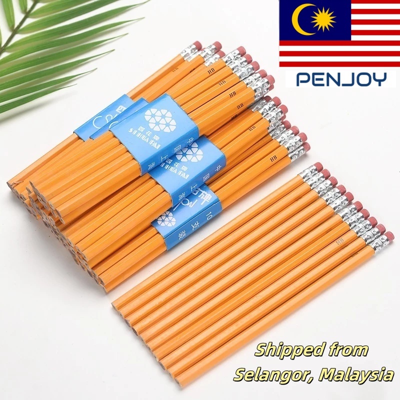 10 pieces of HB pencil drawing and writing pens with an eraser head for each bag