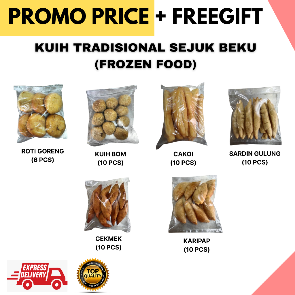 [READY STOCK + HOMEMADE FOOD] - KUIH TRADISIONAL SEJUK BEKU (FROZEN FOOD) /PAU GORENG/SARDIN GULUNG/CEKMEK/CAKOI/KARIPAP