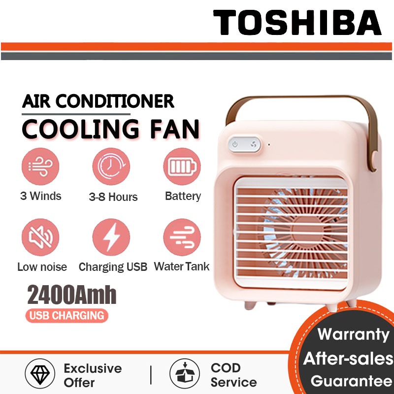 TOSHIBA Air Cooler Fan Portable Fan Mini USB Fan Water Cooling Fan Air Conditioner Cooler  Table Fan Kipas Angin 冷风机风扇