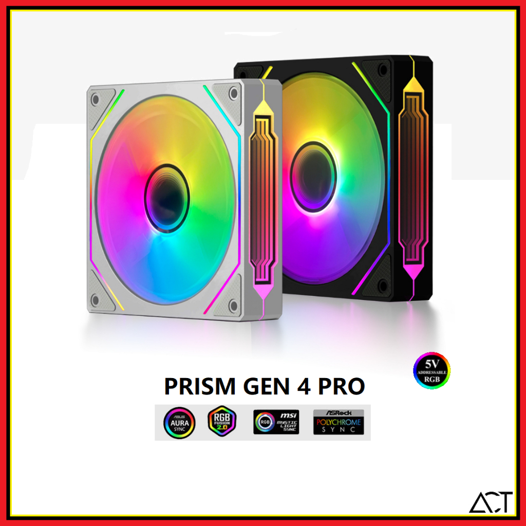 Prism GEN4 PRO Black / White 5V ARGB 3Pin 12CM Casing Fan PWM 4PIN