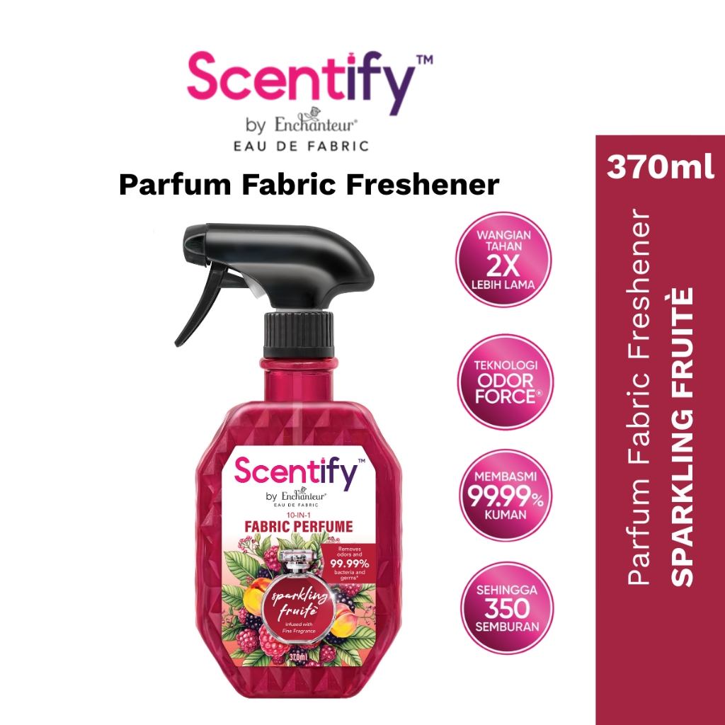 Scentify Fabric Perfume Sparkling Fruite 370ml | 2X Long-Lasting Parfum | Removes 99.99% Bacteria | Fragrance