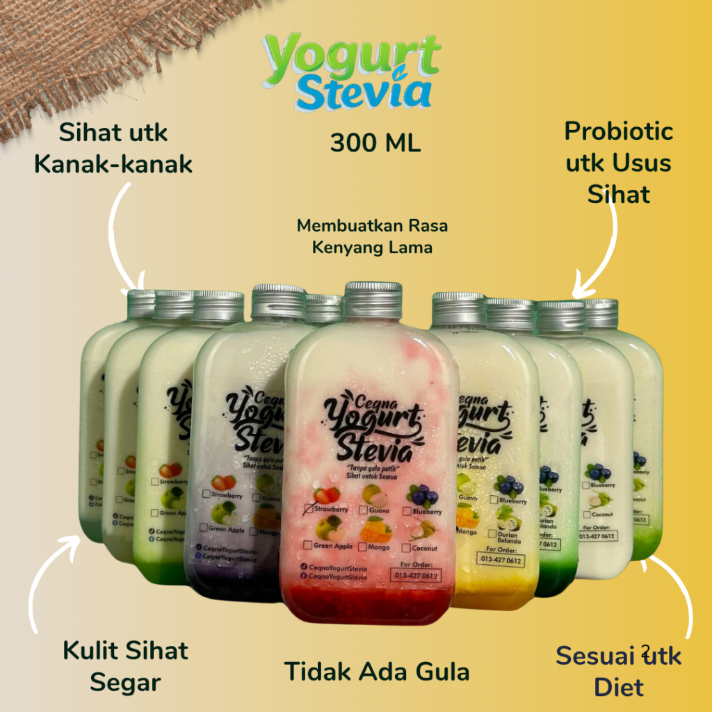Minuman Probiotic Yogurt Stevia Zero Gula Diet Sihat diabetic food Makanan Student