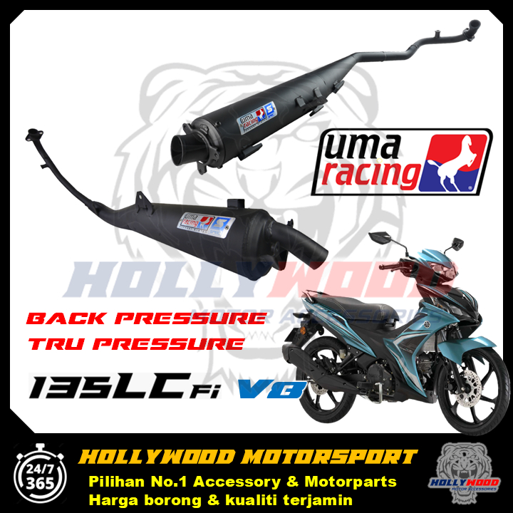 EXHAUST UMA RACING BACK PRESSURE TRU PRESSURE FOR YAMAHA LC135 V8 LCV8 Fi UMA RACING PLUG COIL