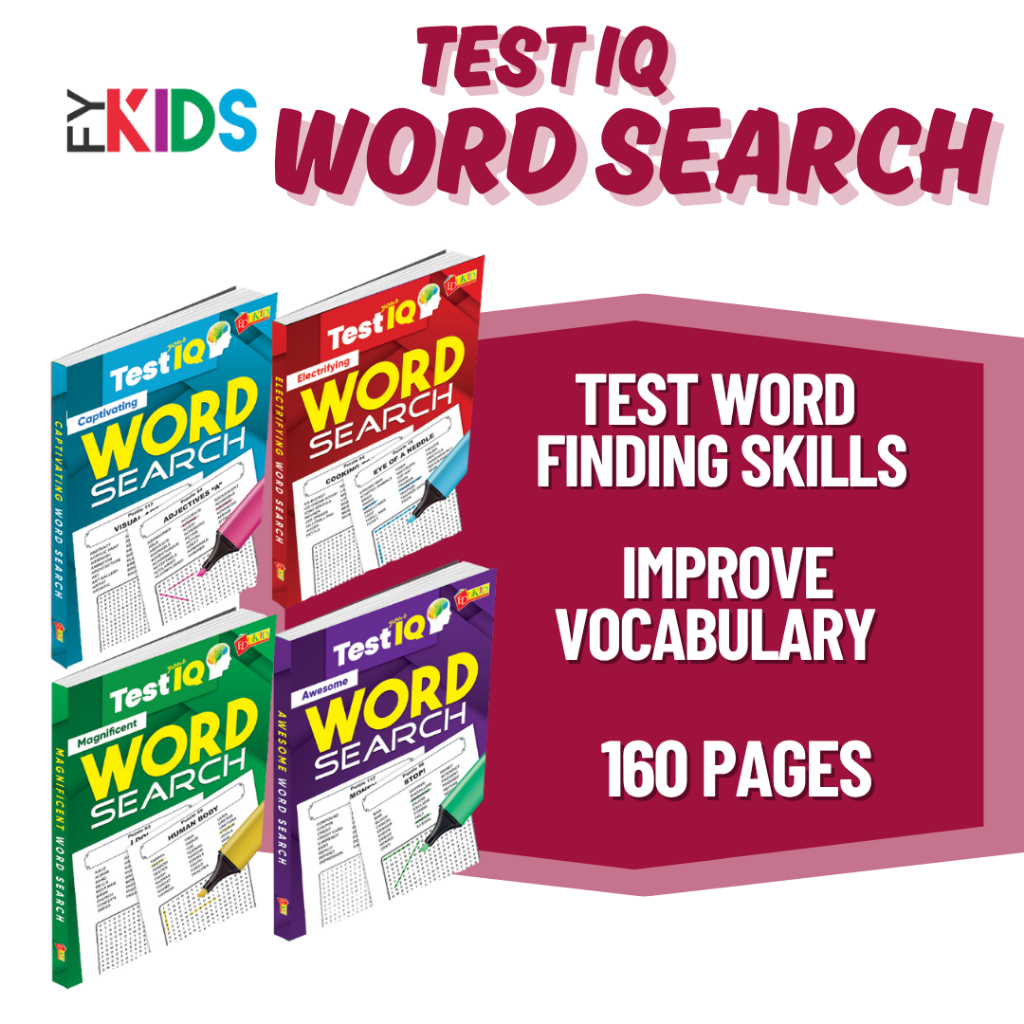 FYKIDS -TEST YOUR IQ WORD SEARCH (NEW) Size A5 - E.C.M.A-puzzle 135 -word search -  english books