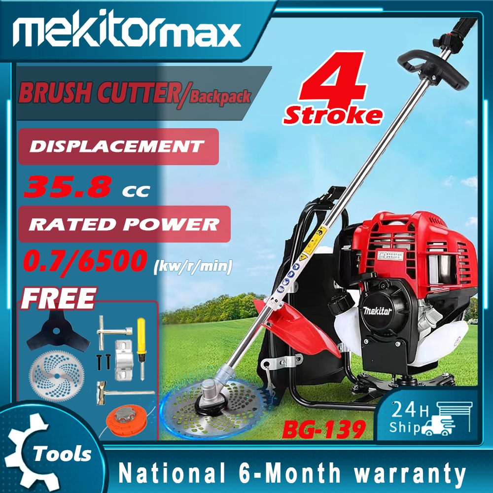 Mekitor 4 Stroke Super Heavy Duty Mesin Potong Rumput Backpack Brush Cutter Grass Trimmer