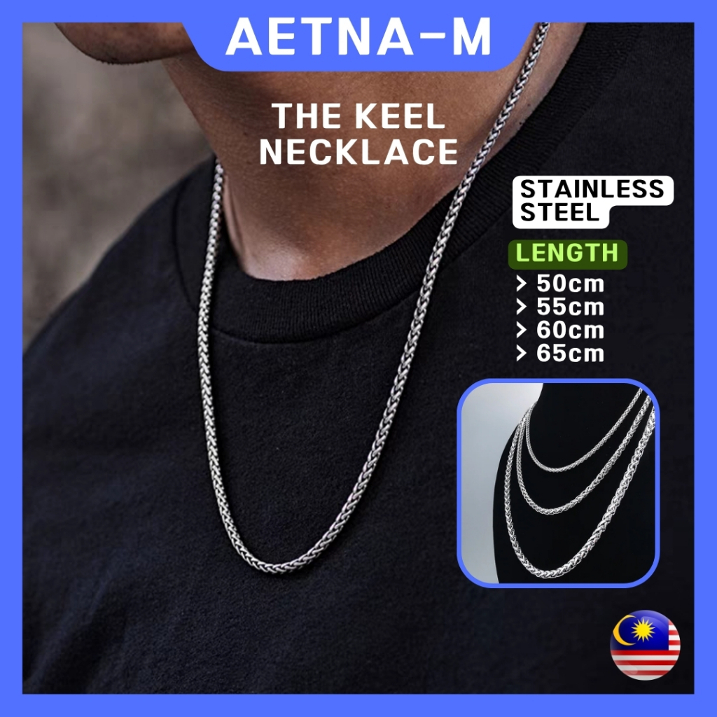 The Keel Silver Stainless Steel Necklace Chain Kalung Tidak Karat Rantai Leher Lelaki Wanita Fashion Men Women 龙骨项链