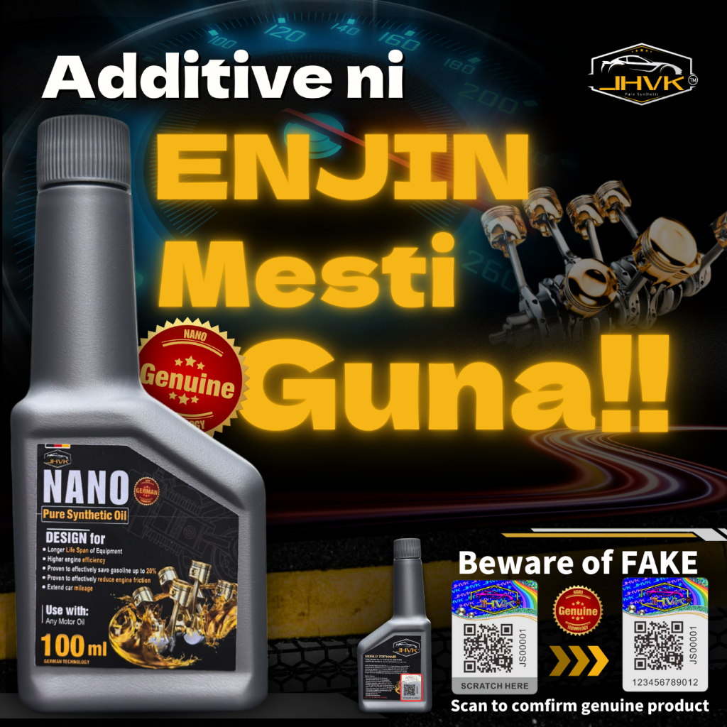 JHVK Pure Nano Synthetic100ml–Upgrade Engine Oil+Save Fuel+ Protect Engine|Naik Taraf Minyak + Jimat Minyak + Jaga Enjin