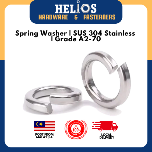 ( 10PC ) Spring Washer | SUS 304 Stainless Steel | Grade A2-70 | M3.0 - M10 | Spring Lock Split Washer