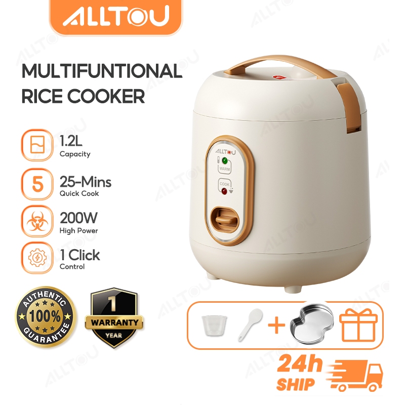 ALLTOU Mini Rice Cooker with Steamer 1.2L Non Stick Periuk Cooking Pot for Student Dormitory Office 电饭锅