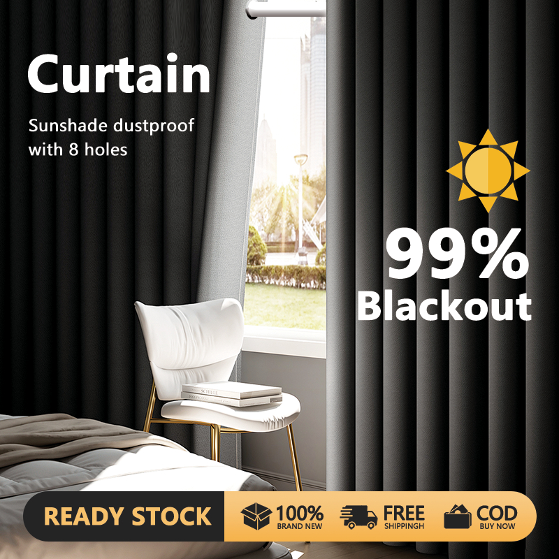 【Ready Stock】99% Blackout Curtain (FREE EYELET/RING)?Triple Tebal Curtain 90% UV Sunblock Langsir