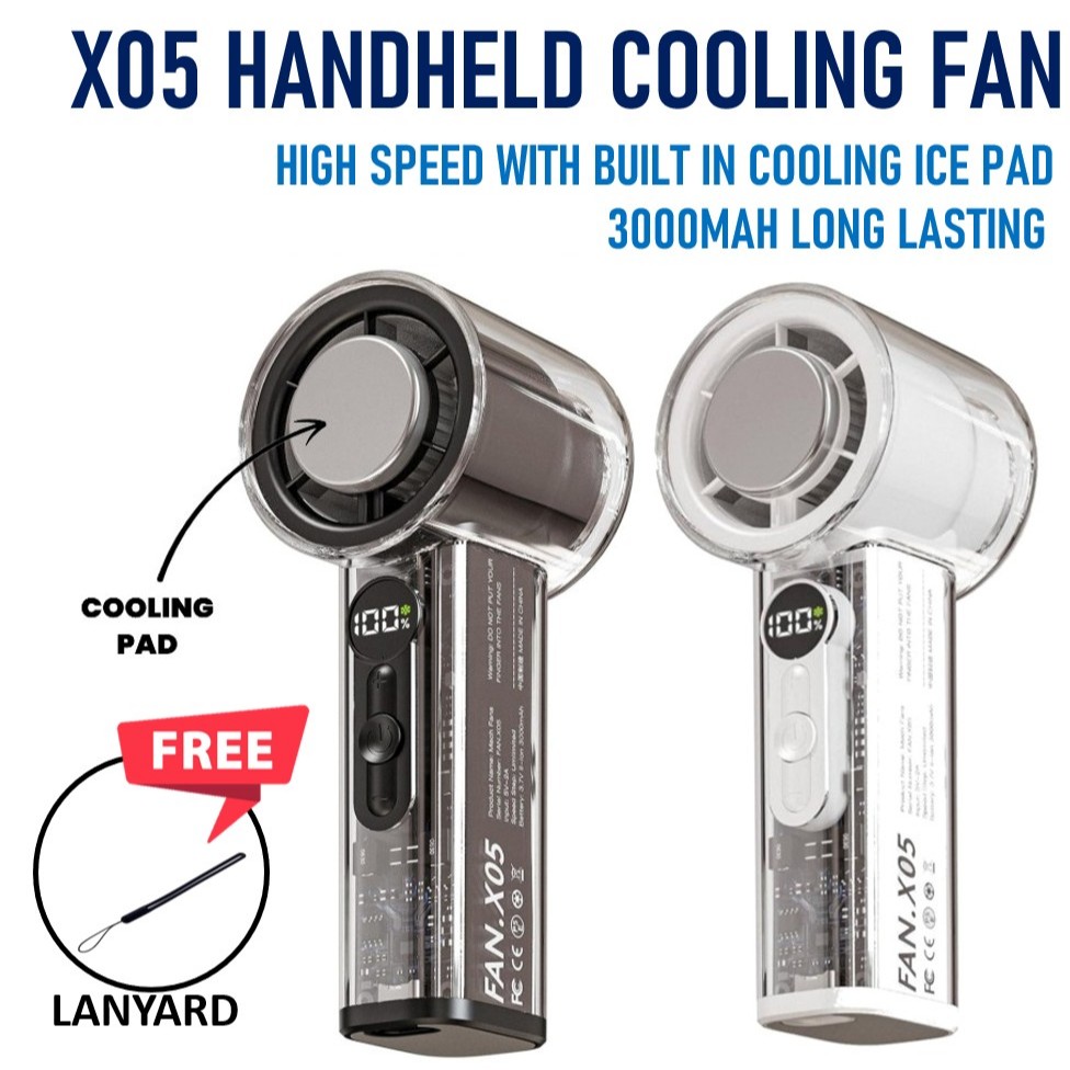 Mini Cooling Fan Kipas Mini Kipas Penyejut Portable Handheld Fan with LED Display 100-Level Adjustable USB Charging 制冷风扇