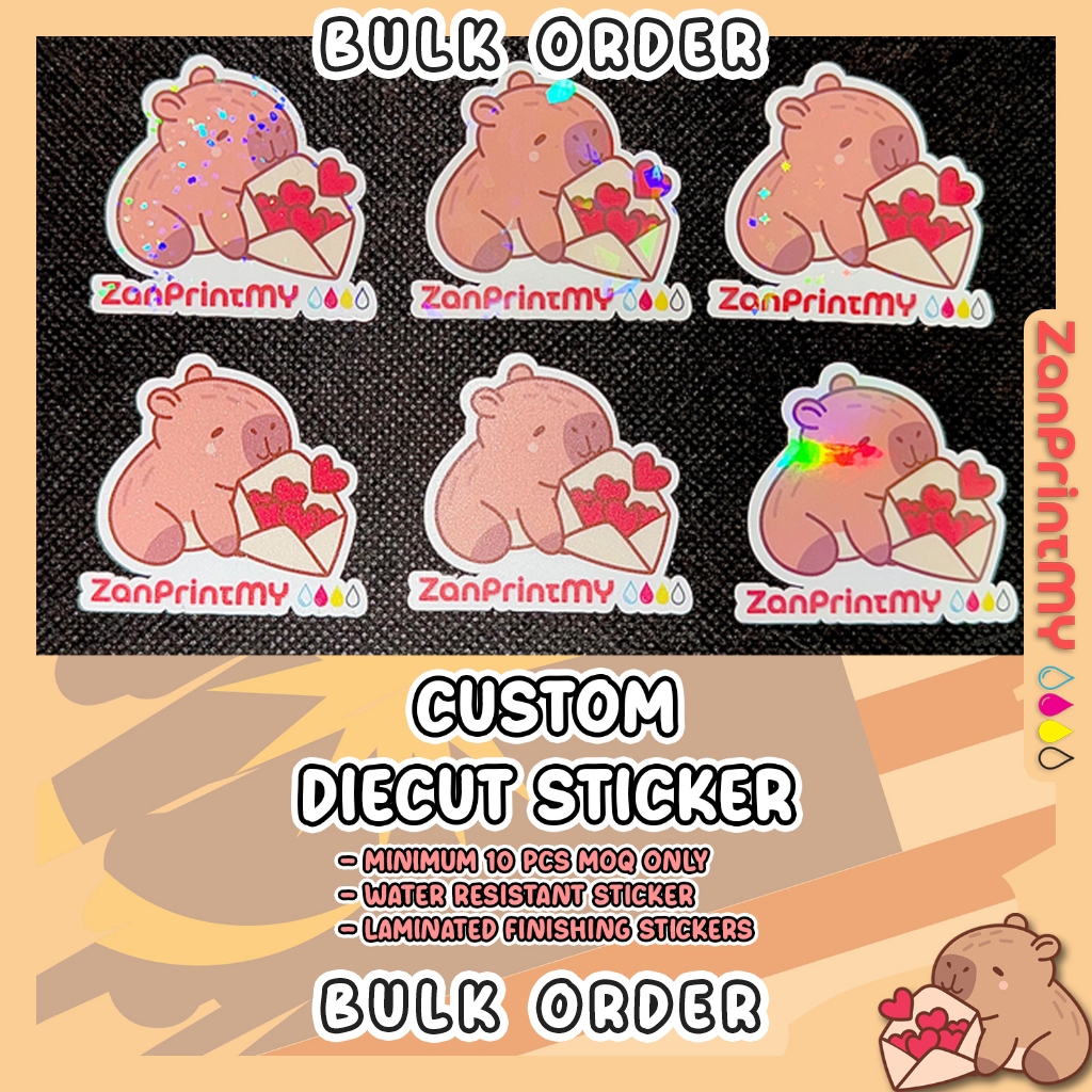 Bulk Order Customised Die Cut Laminated Stickers | Glitter, Matte, Broken Glass, Stars, Spots, Glossy | Custom Sticker