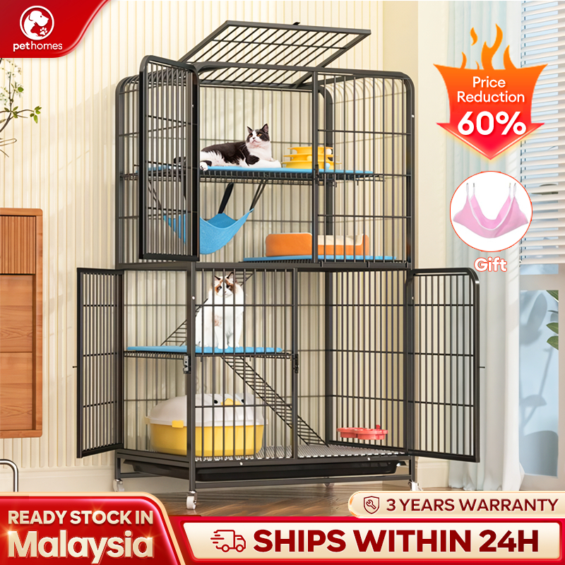 Sangkar Kucing Besar Cat Cage Cat House 4 Tingkat 2 Level Cat Cage Big Size Large Platform Cat Villa 猫笼