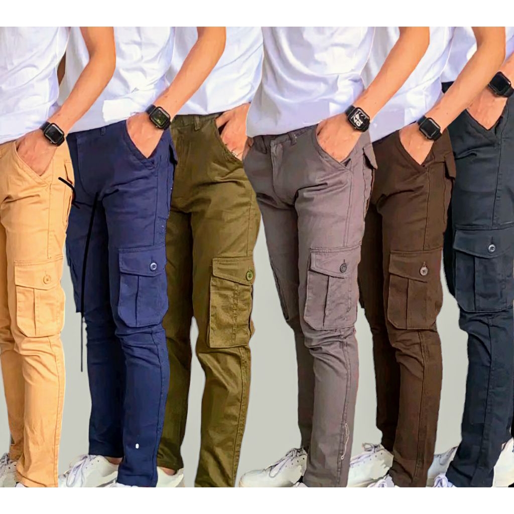 SIX POCKET KARGO SLIMFIT UNISEX KAIN TEBAL