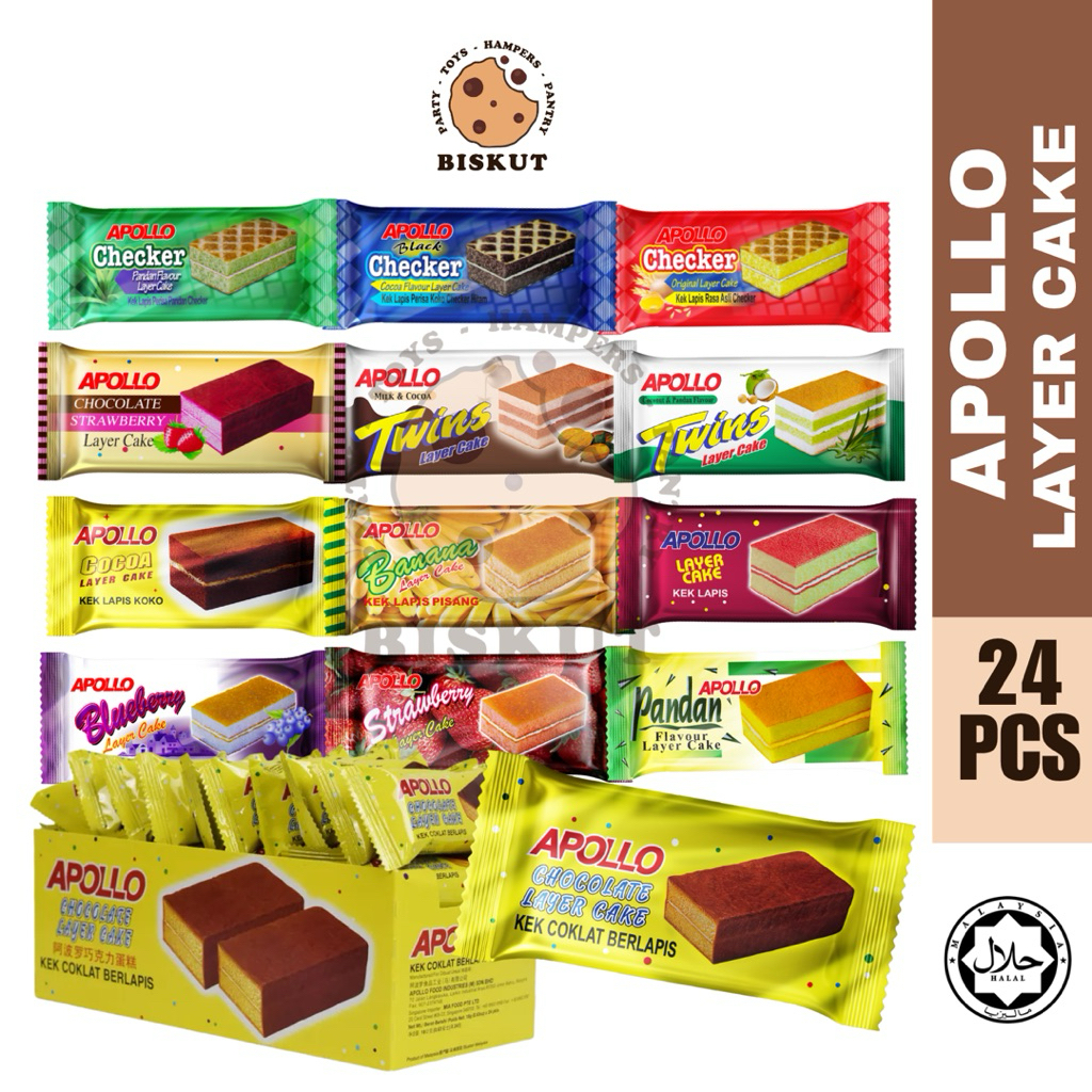 Apollo Layer Cake 24's/Chocolate/Pandan/Strawberry/Banana/Blueberry/Cocoa/Checker Pandan/Black Checker