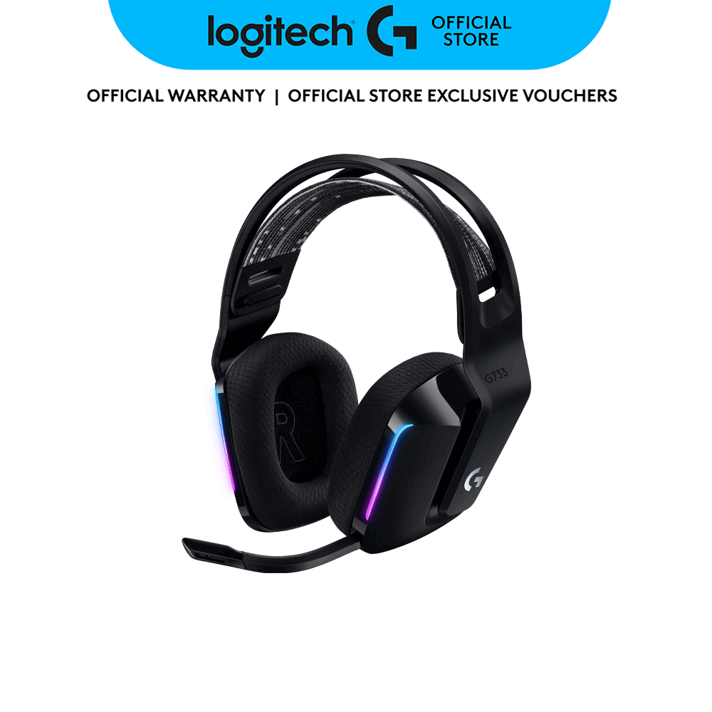 Logitech G733 LIGHTSPEED Wireless Gaming Headset with suspension headband/LIGHTSYNC RGB/Blue VO!CE mic technology