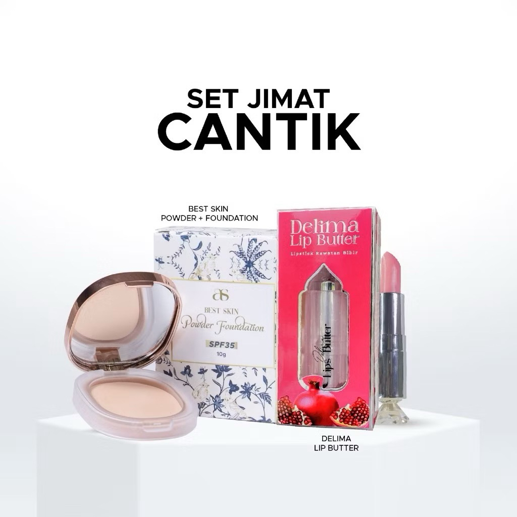 Combo Cantik Lipstik Delima+Best SKin Powder Foundation Dherbs