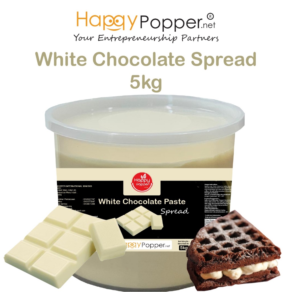 Happypopper White Chocolate Spread Paste 5kg 1kg Coklat Putih Paste 5 kg 1 kg Topping Filling Jam Dessert 白巧克力抹酱