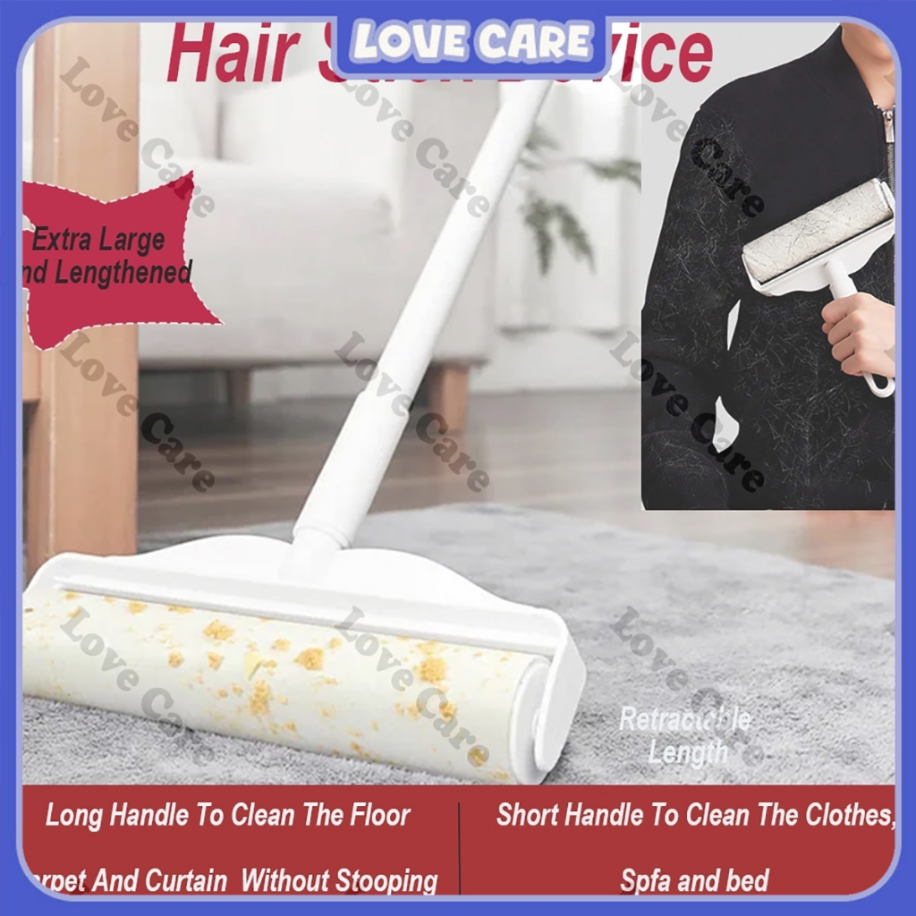 Detachable Long Handle Adhesive Sticky Roller, Pet Hair Styling Tool, Garment, Dust Removal Brush, Sofa, Carpet Cleaner