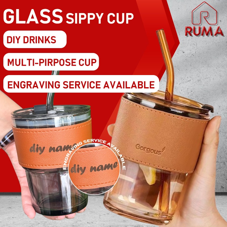 【Wholesale Price】Glass Straw Cup with Lid Heat Cold Resistant Iced Water Bottle Viral Coffee Glass Mug Transparent Mug