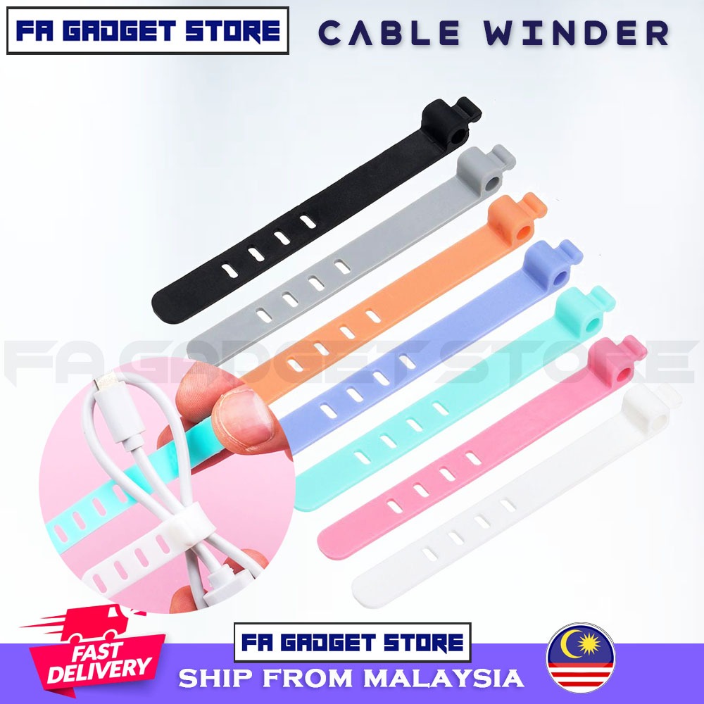 Silicone Winder Cord Cable Tie Wire Holder Charging Data Line Pengikat Kabel Management Table Desk Tidy
