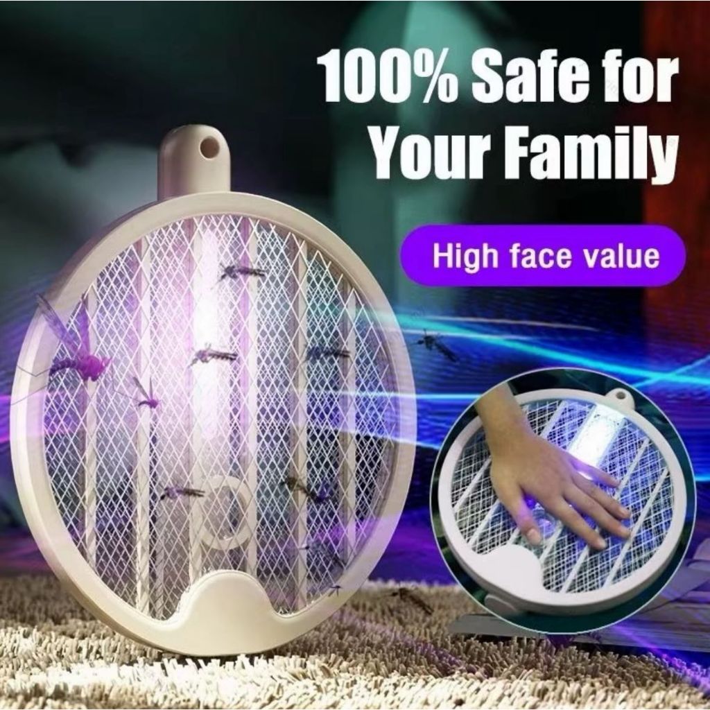 USB Rechargeable Electric Mosquito Swatter Fly Swatter Dual Mode Handheld Insect Racket电动蚊拍