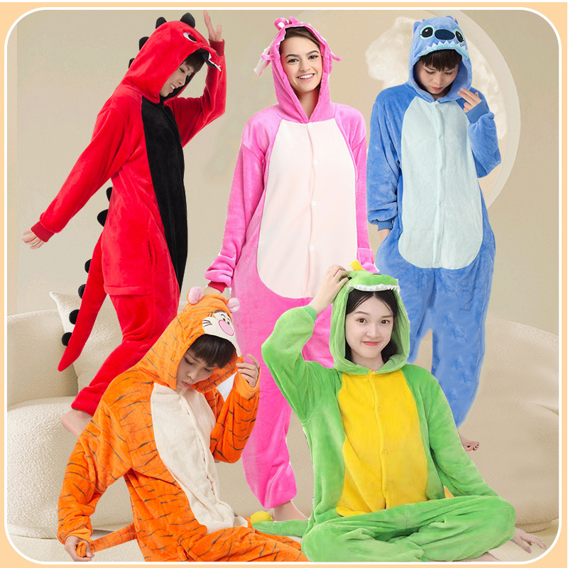 【New product】Adult Onesie Dinosaurs Pikachu Spider-Man Tiger Stitch Couple's Outfit Christmas Party Performance Costume