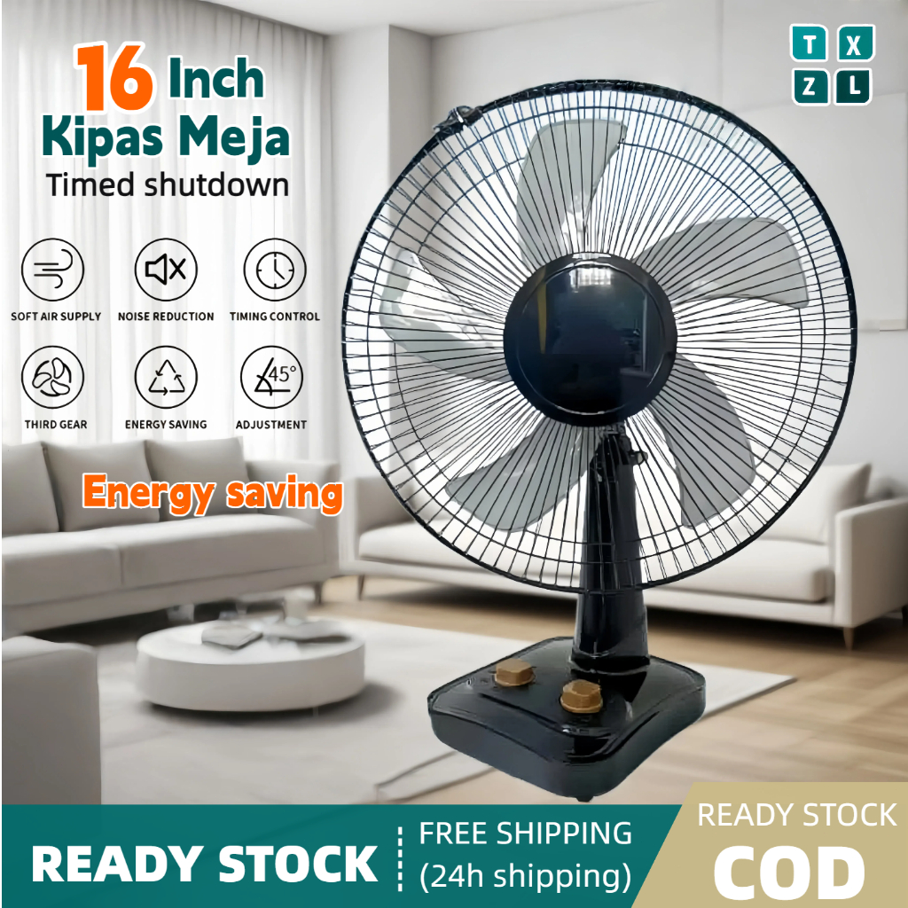 Kipas Meja 16 Inch Malaysia Plug Table Fan 5 Blades kipas Angin Kipas Mini Kipas Angin kuat/ Kipas Duduk desk fan