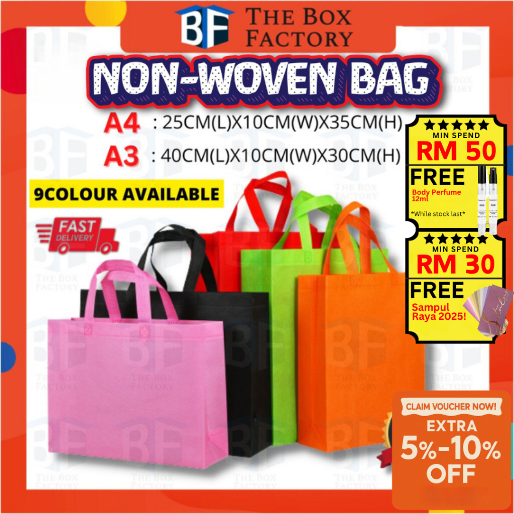LOWEST PRICE TBF A4 A3 Non Woven Bag Tote Bag Shopping Woven Bag Gift Bag Doorgift Bag Go Green bag Eco Bag Beg Kain