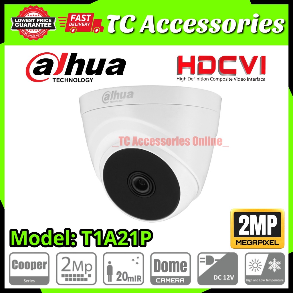 Dahua 2MP 1080P Full HD Indoor IR Dome CVI Camera HAC-T1A21P CCTV Support Night Vision View