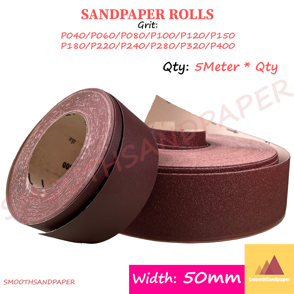 Sandpaper Roll Aluminium Oxide (Red) Kertas Pasir (Merah) 50mmX5Meters 木工铁工红砂纸卷 image 3