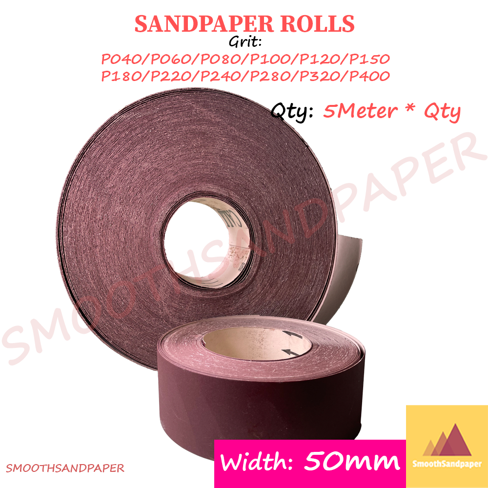 Sandpaper Roll Aluminium Oxide (Red) Kertas Pasir (Merah) 50mmX5Meters 木工铁工红砂纸卷 image 4