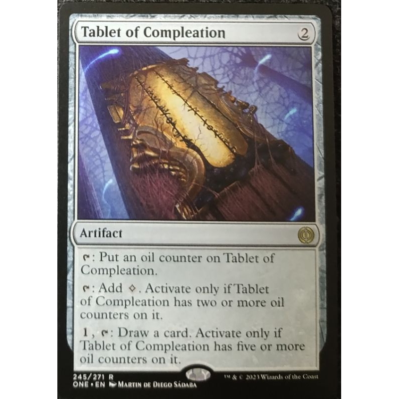 Magic The Gathering : Tablet of Compleation Rare Phyrexia All-will-be-one 2023 card.