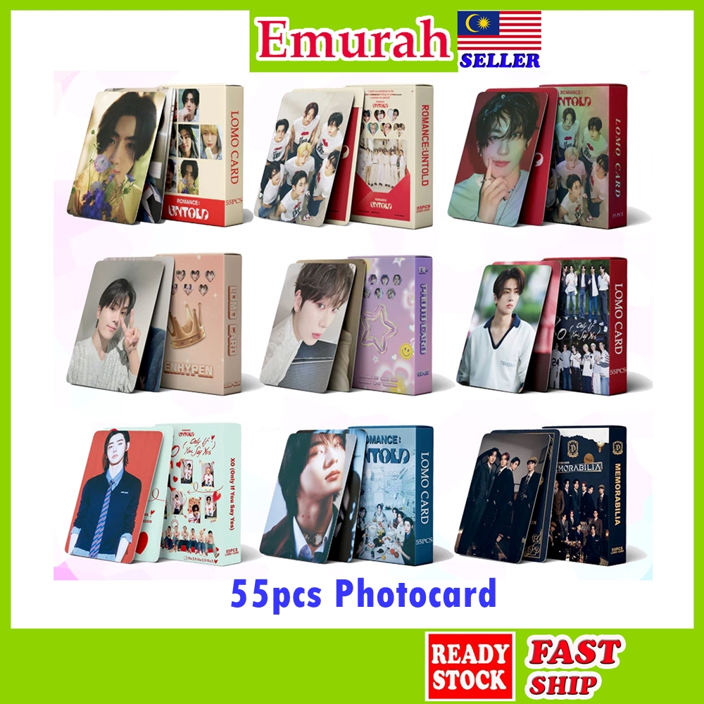 ENHYPEN 55pcs lomo card MEMORABILIA ROMANCE UNTOLD XO BROUGHT THE HEAT BACK ORANGE BLOOD Dark Blood KPOP Photocard