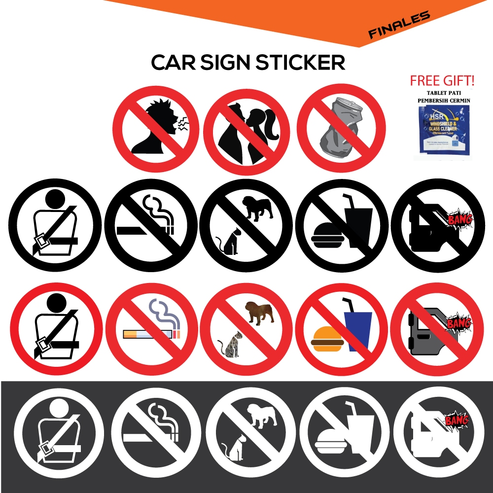Grab Sign For Car Sticker Grab Car Sign Jangan Hempas Pintu No Smoking No Pet Car Sign Grab No Food