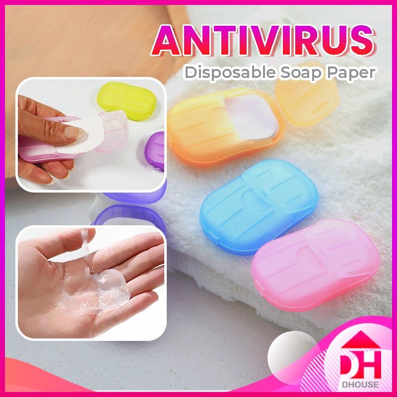 Portable Sabun Tangan Kertas 20pcs Box Disposable Mini Soap Paper Hand Wash Toilets Travel Hiking